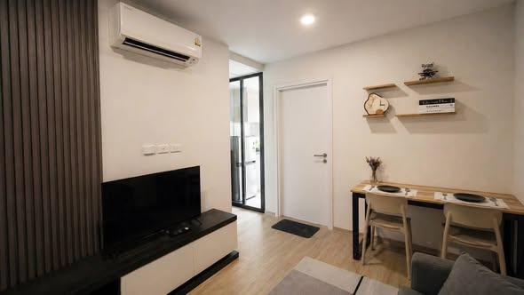 living room and bedroom and room interior of Klos Ratchada7 Condominium (โคลส รัชดา 7)