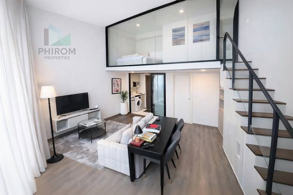 living room and bedroom and room interior of KnightsBridge Space Rama9