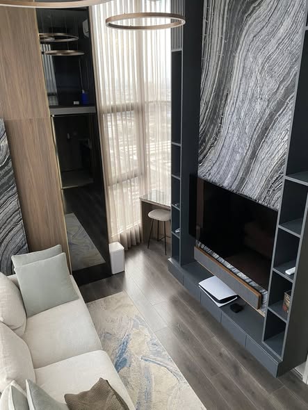 living room and room interior and kitchen of KnightsBridge Space Ratchayothin