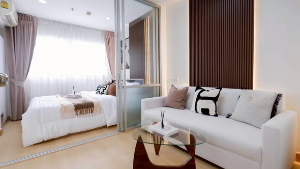 living room and bedroom of Lumpini Mega City Bang Na
