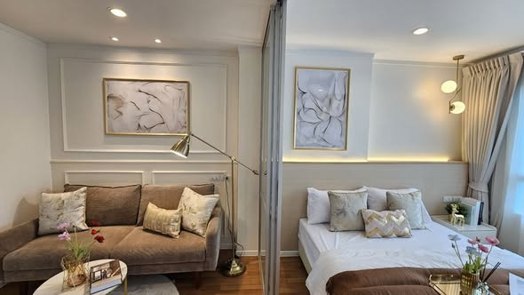 living room and bedroom of Lumpini Park Rama 9 – Ratchada