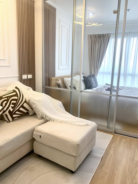 living room and bedroom of Lumpini Ville Chaeng Watthana – Pak Kret.