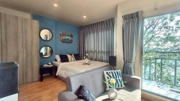 bedroom and living room of Lumpini Ville Rat Burana – Riverview 2