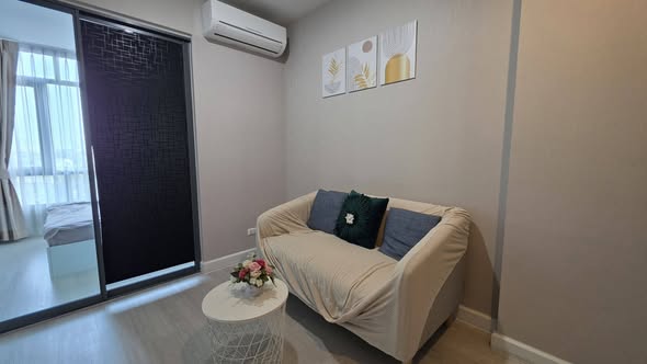 living room and bedroom of Metro Sky Prachachuen