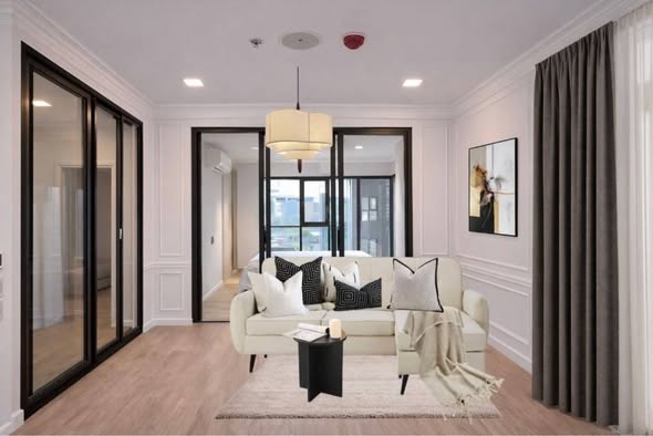 living room and room interior of Modiz Sukhumvit 50 โมดิซ สุขุมวิท 50