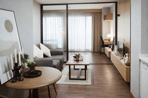 bedroom and living room of Noble Remix