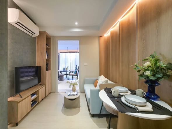 bedroom and living room of Nue Cross Khu Khot Station (นิว ครอส คูคต สเตชัน)