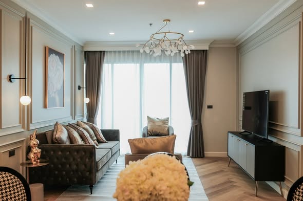 living room and bedroom of Nusasiri Grand Condo