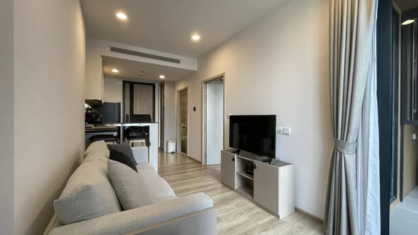 bedroom and living room of Oka Haus