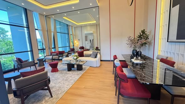 living room and room interior of พลีโน่ สุขุมวิท-บางนา Pleno Sukhumvit-Bangna