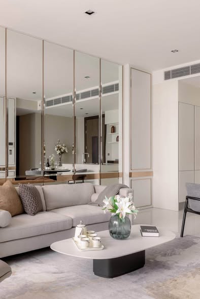 living room and room interior of Q1 Sukhumvit Condo by Q House