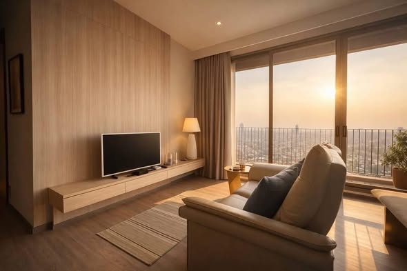 living room and bedroom of Rhythm Charoenkrung Pavillion