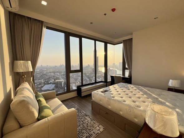 living room and bedroom of Rhythm Charoenkrung Pavillion