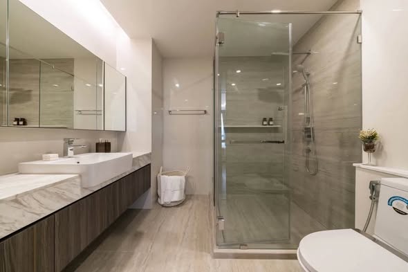 room interior and bathroom of เวรี่ ลาซาล