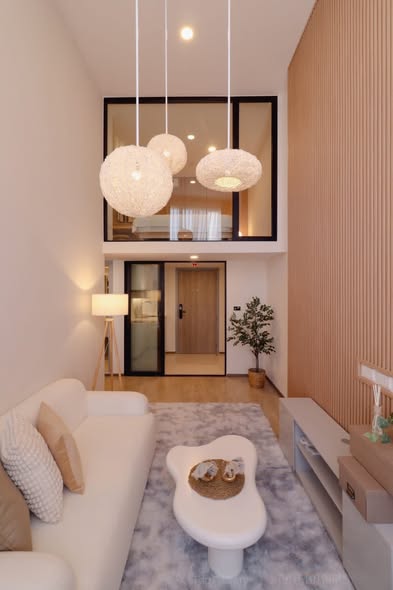 living room and bathroom of SOHO​ BANGKOK​ RATCHADA​