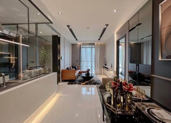 living room and kitchen of The Bangkok Thonglor