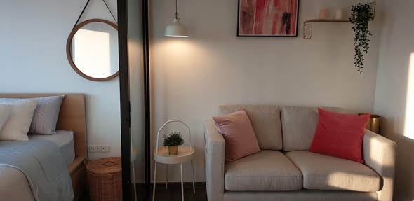 bedroom and living room of THE BASE Park West – Sukhumvit 77