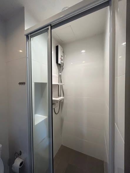 room interior and bathroom of THE BASE Park West – Sukhumvit 77