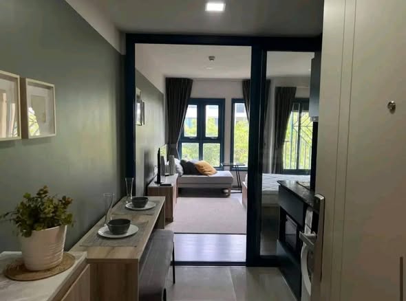 living room and bedroom and room interior of THE BASE Sukhumvit 50