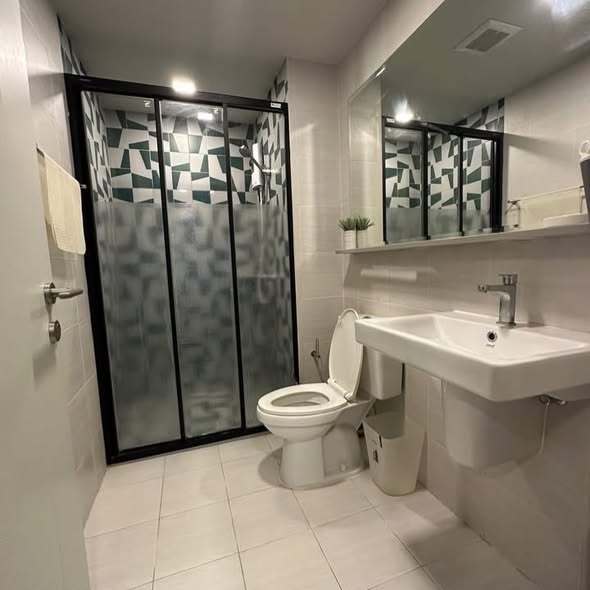 room interior and bathroom of THE BASE Sukhumvit 50