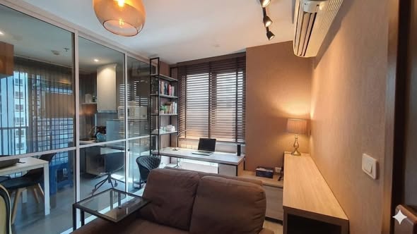 living room and bedroom of THE BASE Sukhumvit 77