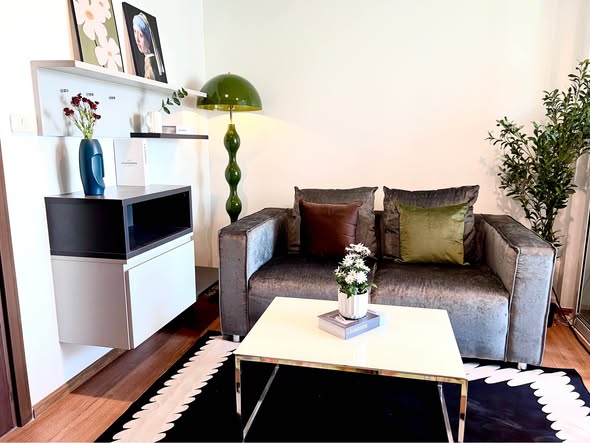living room and room interior of THE BASE Sukhumvit 77
