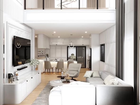 living room and room interior and kitchen of The City Bangna