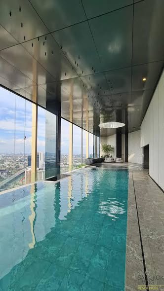 pool and room interior of The Crest Park Residences