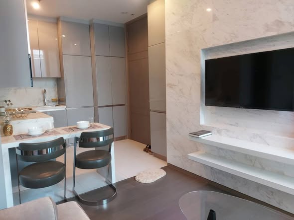 living room and room interior and kitchen of THE ESSE at SINGHA COMPLEX
