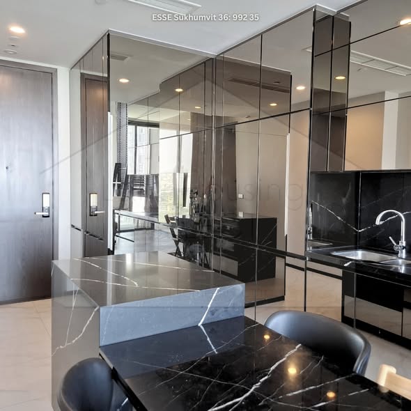room interior and bathroom and kitchen of THE ESSE Sukhumvit 36