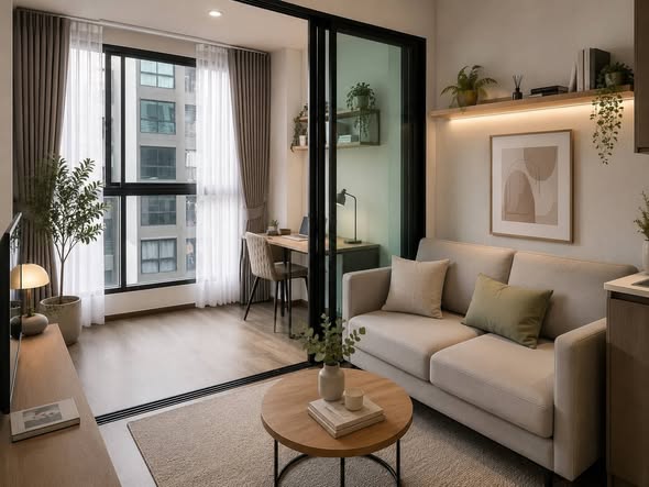 living room and bedroom of The Excel ลาดพร้าว – สุทธิสาร