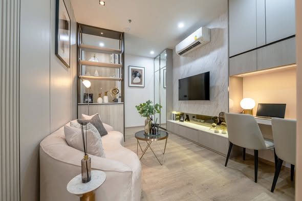 living room and bathroom of The Fine Bangkok