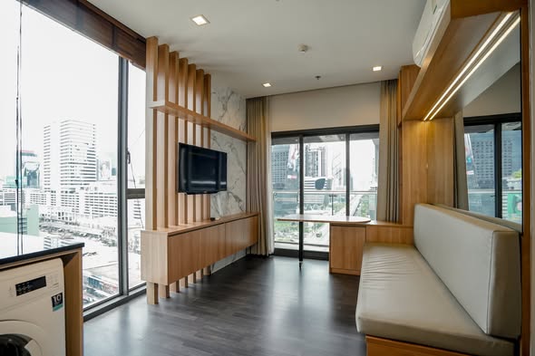 living room and bedroom and room interior of THE LINE Asoke-Ratchada