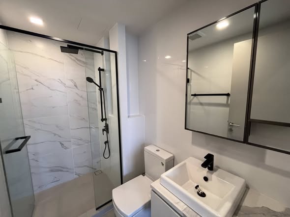 room interior and bathroom of THE LINE Sukhumvit 101