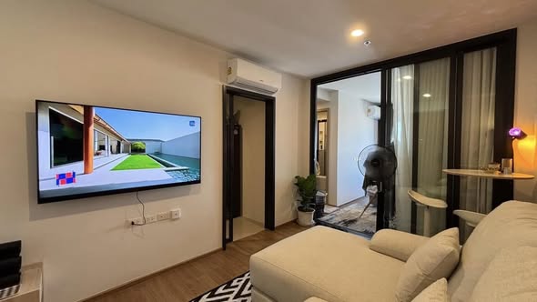 living room and bedroom of The Line Vibe เดอะ ไลน์ ไวบ์