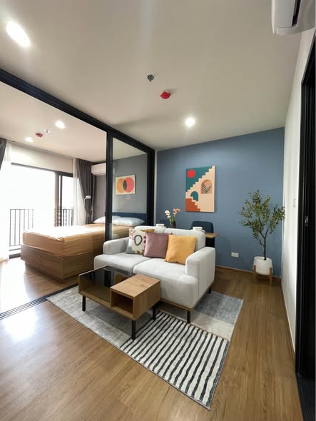 living room and bedroom of The Line Vibe เดอะ ไลน์ ไวบ์