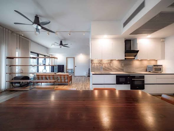living room and room interior and kitchen of The Lofts Asoke