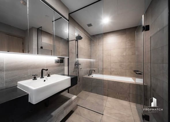 room interior and bathroom of The Lofts Asoke