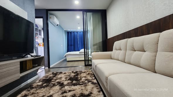 living room and bedroom of The Origin Ramintra 83 Station