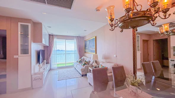 living room of The Palm Wongamat Beach Pattaya