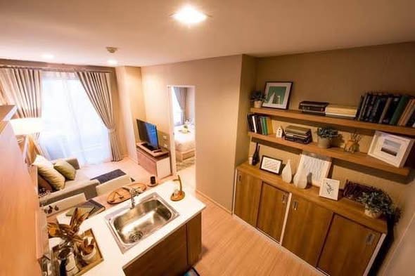 bedroom and living room and bathroom of The Park @ Prachachuen