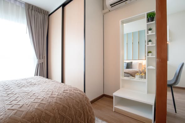 bedroom of The Parkland Lite Sukhumvit – Paknam : เดอะ พาร์คแลนด์ ไลท์ สุขุมวิท – ปากน้ำ