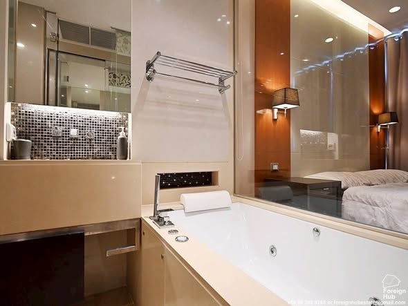 bedroom and bathroom of The Parkland Phet Kasem-Tha Phra