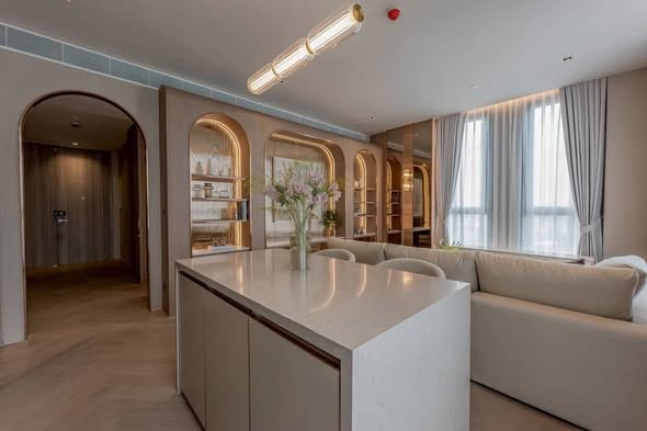 living room and kitchen of The Reserve Sathorn