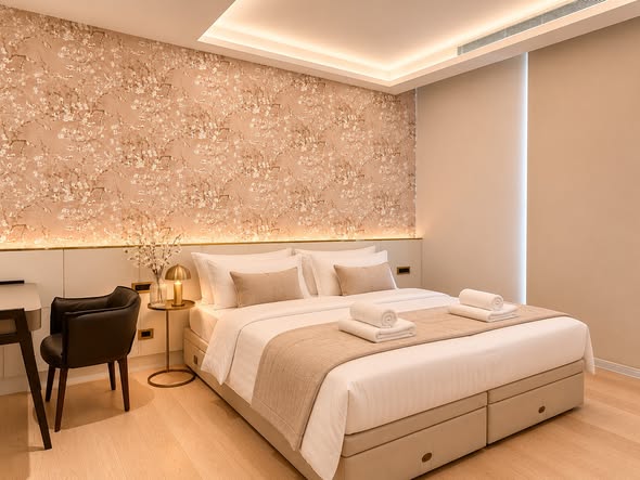 bedroom and bathroom of The Residences at Mandarin Oriental Bangkok