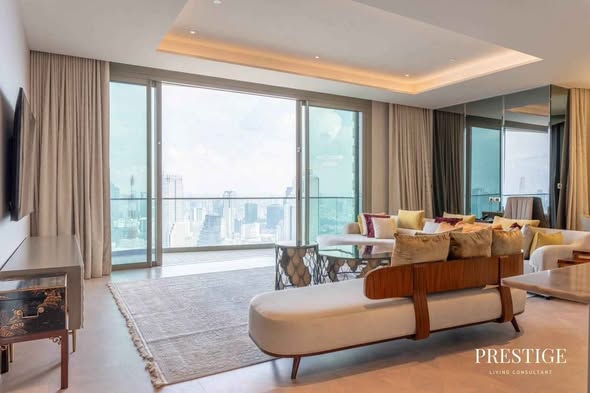 living room and bedroom of The Residences at Mandarin Oriental Bangkok