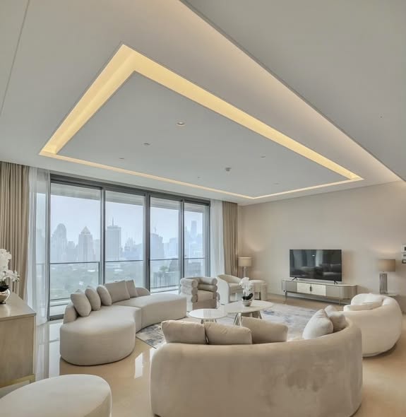 living room and bedroom of The Residences at Sindhorn Kempinski Hotel Bangkok