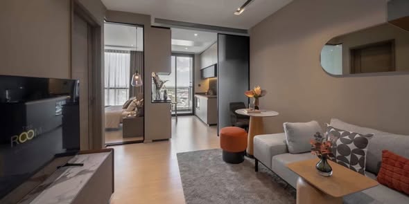living room and bedroom of THE ROOM SUKHUMVIT 38 | เดอะรูม สุขุมวิท 38