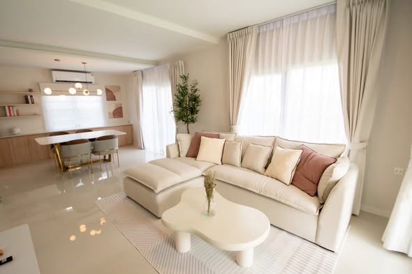 living room and bedroom of Villaggio 3 Srinakarin-Bangna