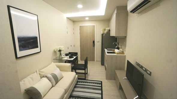 bedroom and living room of VTARA36 Condominium